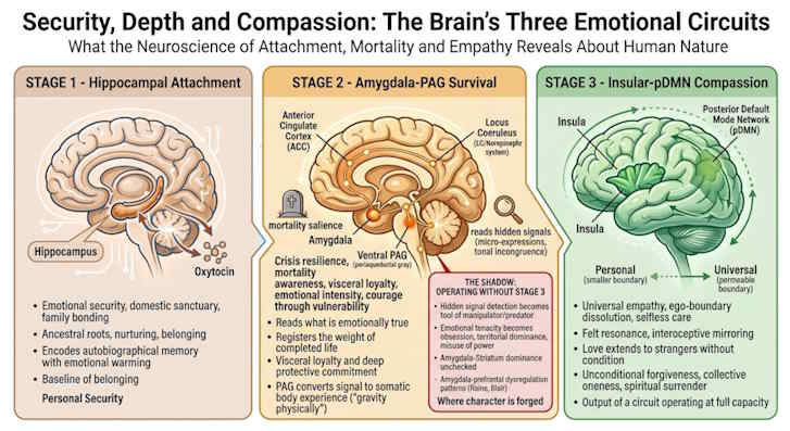 Security, Depth and Compassion: The Brain's Three Emotional Circuits